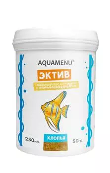 Корм AQUAMENU Эктив 250 мл, хлопья для крупных и активных рыб