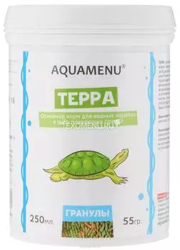 Корм AQUAMENU Терра 250 мл, плавающие гранулы для водных черепах