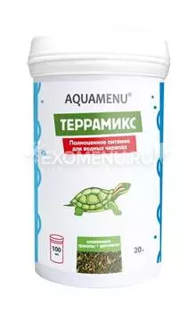 Корм AQUAMENU Террамикс 100 мл, корм для водных черепах в виде гранул и гаммаруса