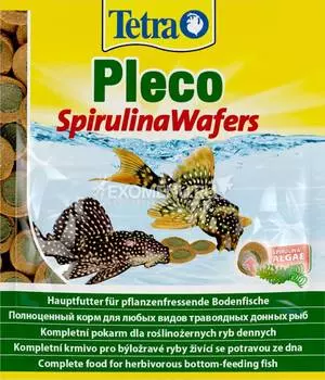 Корм для крупных растительноядных донных рыб Tetra Pleco Spirulina Wafers 15 г.