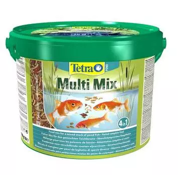 Корм для прудовых рыб Tetra Pond Multi Mix 10 л, кормовая смесь: хлопья, палочки, таблетки, гаммарус