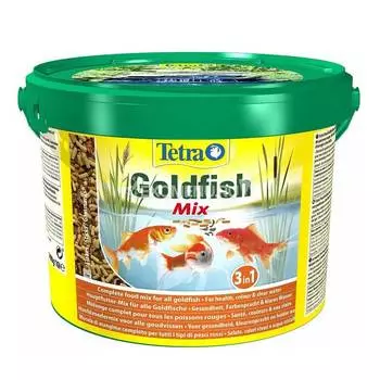 Корм для золотых рыб Tetra Pond Goldfish Mix 10 л, кормовая смесь: хлопья, палочки, гаммарус