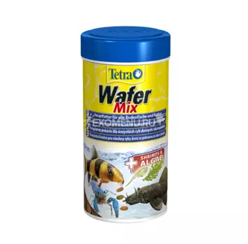 Корм основной с креветкой для плотоядных, травоядных донных рыб TetraWaferMix таблетки 100 мл