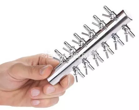 Разделитель потока с краниками медный хромированный (12 каналов)