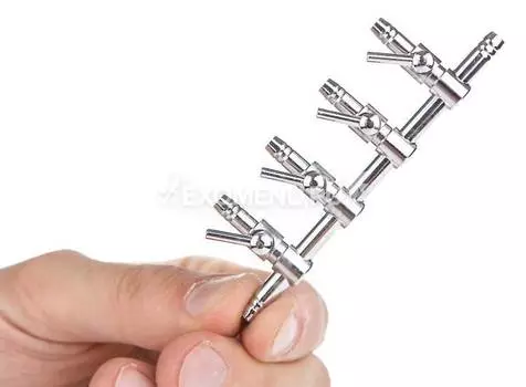 Разделитель потока с краниками медный хромированный (4 канала)