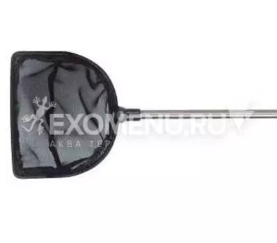 Сачок большой фигурный (75х60 мм) Dennerle NANO Shrimp Net cbb для креветок и нано-рыб с раздвижной ручкой (24-62 см) из нержавеющей стали, черный