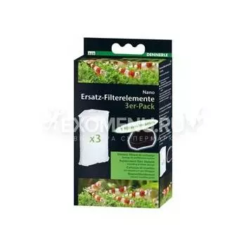 Сменный фильтрующий элемент для фильтра Dennerle Nano Clean Eckfilter (3 шт.) + губка предварительной фильтрации