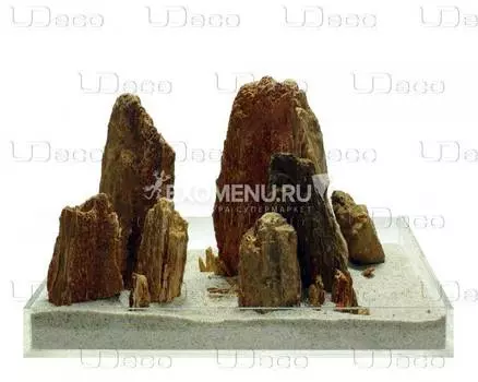 UDeco Stonewood MIX SET 12 - Натуральный камень "Окаменелое дерево красно-коричневое" для оформления аквариумов и террариумов, упаковка 12 кг.