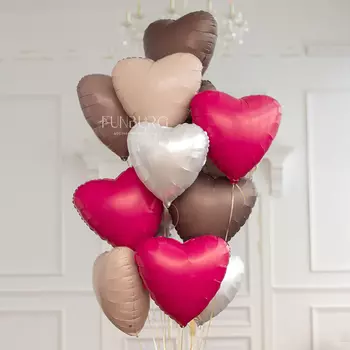 Ассорти сердец из фольги «Малиновый латте»