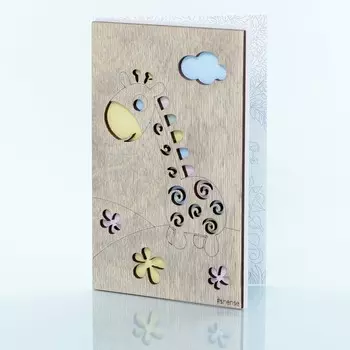 Деревянная открытка ручной работы «Жирафик»