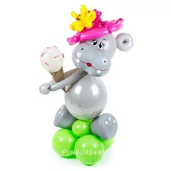 Фигура из шаров «Бегемотик-девочка»