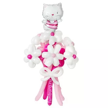 Фигура из шаров «Котенок в маргаритках»