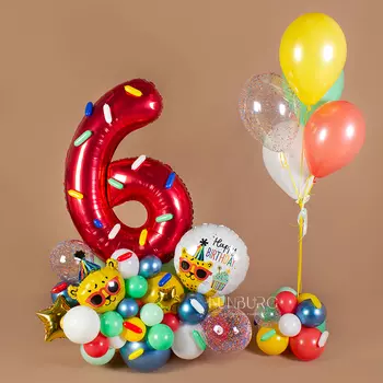 Фигура из шаров с цифрой «Леопард» Happy Birthday