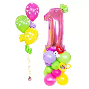 Фигура из шаров «Стойка с цифрой (для девочки)»