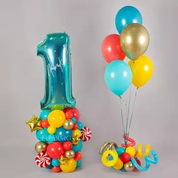 Фигура из шаров «Стойка с именной цифрой феерия»
