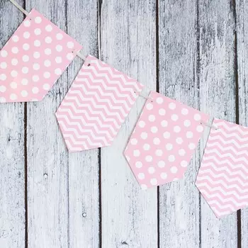 Гирлянда флажковая «Розовая в горошек»