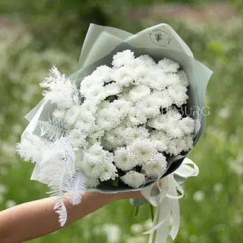 Монобукет из белых хризантем Сантини