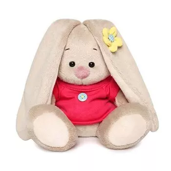 Мягкая игрушка «Зайка Ми в малиновой футболке с пуговкой»