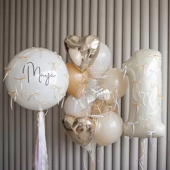 Набор: большой шар, цифра связка шаров «Бантики»