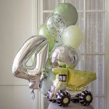 Набор: ходящий шар «Самосвал» + фонтан из шаров и цифра