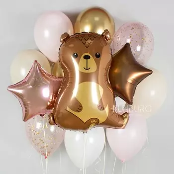 Набор шаров «Мишка» в розовом цвете