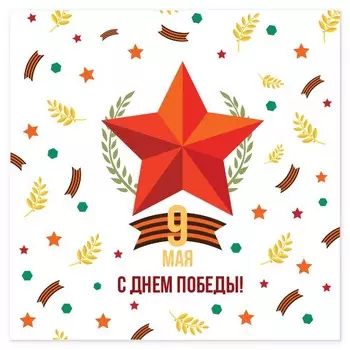 Открытка на магните с конвертом «С днем победы. Звезда»