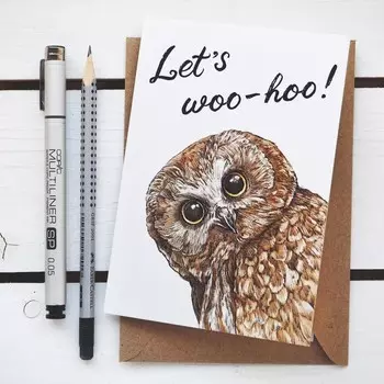 Открытка с конвертом «Let's woo-hoo!»