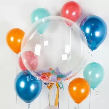 Шар Bubble с перьями «Карнавал»