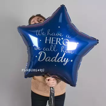 Шар из фольги 32" с гирляндой «Hero»