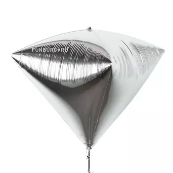 Шар из фольги «3D алмаз» (серебро)