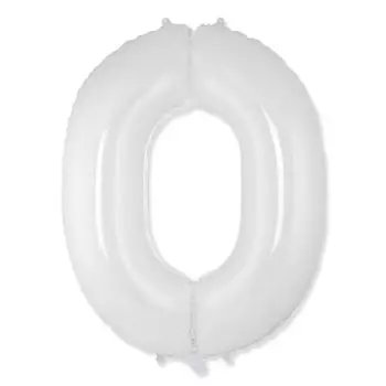 Шар из фольги «Цифра 0 белая»