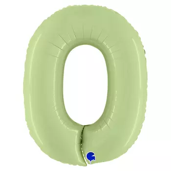 Шар из фольги «Цифра 0 Satin оливковая»