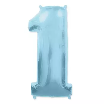 Шар из фольги «Цифра 1 (нежно-голубая)»