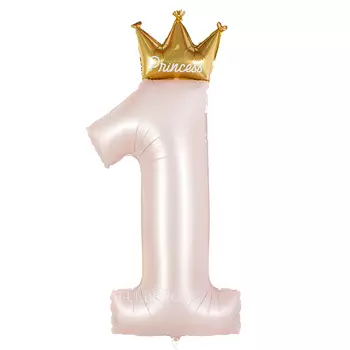 Шар из фольги «Цифра 1 с короной» розовая