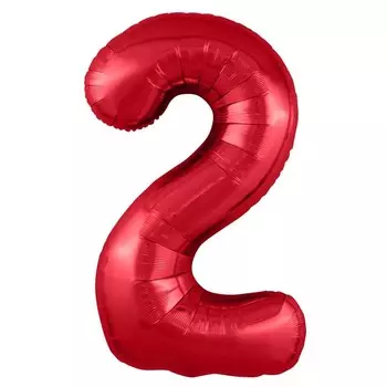 Шар из фольги «Цифра 2 красная» Slim
