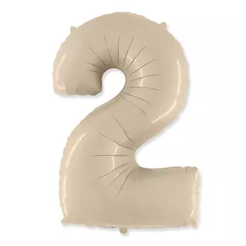 Шар из фольги «Цифра 2 кремовый»