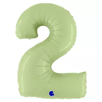 Шар из фольги «Цифра 2 Satin оливковая»