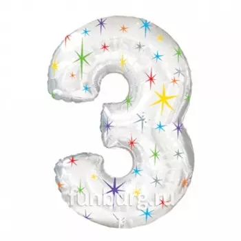 Шар из фольги «Цифра 3 (белая)»