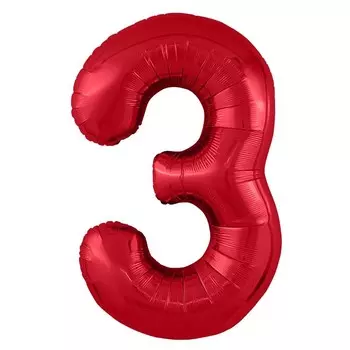 Шар из фольги «Цифра 3 красная» Slim