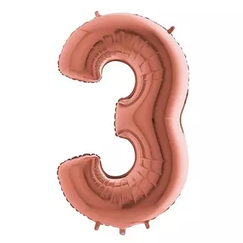 Шар из фольги «Цифра 3 розовое золото»