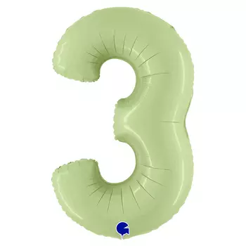 Шар из фольги «Цифра 3 Satin оливковая»