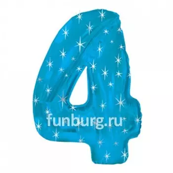 Шар из фольги «Цифра 4 (голубая)»