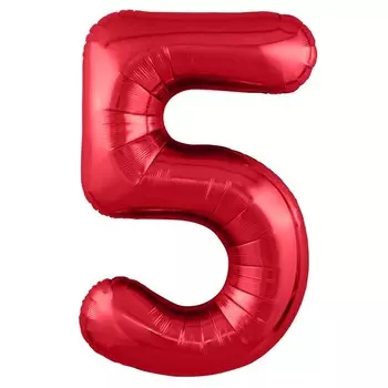 Шар из фольги «Цифра 5 красная» Slim