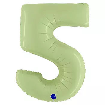 Шар из фольги «Цифра 5 Satin оливковая»
