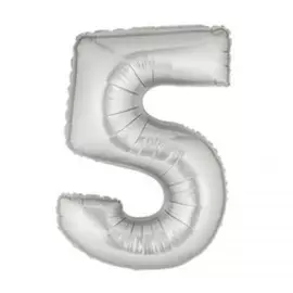 Шар из фольги «Цифра 5 серебряная»