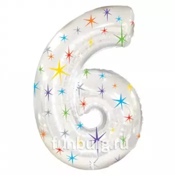 Шар из фольги «Цифра 6 (белая)»