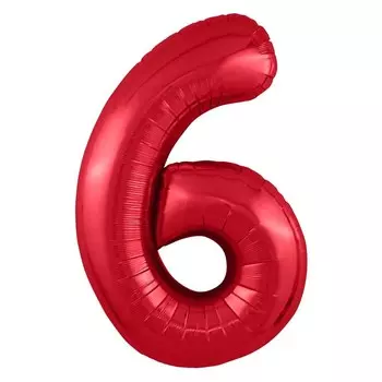 Шар из фольги «Цифра 6 красная» Slim