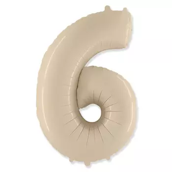 Шар из фольги «Цифра 6 кремовый»