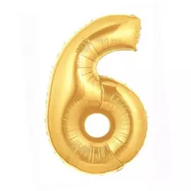 Шар из фольги «Цифра 6 золотая»