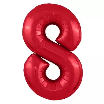 Шар из фольги «Цифра 8 красная» Slim